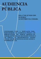 O Portal da Câmara Será Divulgado Em de Audiência Pública no dia 17 de Junho de 2019